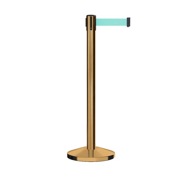 Montour Line Stanchion Belt Barrier Sat.Brass Post 13ft. Lt Grn Belt M630-SB-LGN-130